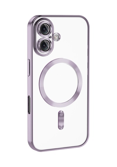 İphone 16 Plus Kılıf Magsafe Kamera Lens Korumalı Logo Gösteren İnce Hafif Hesaplı Dünya Lila