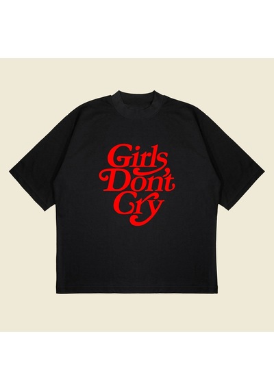Startmore Girls Don T Cry Baskılı Oversize Unisex Pamuklu Nefes Alan Kalın Kumaşlı Siyah