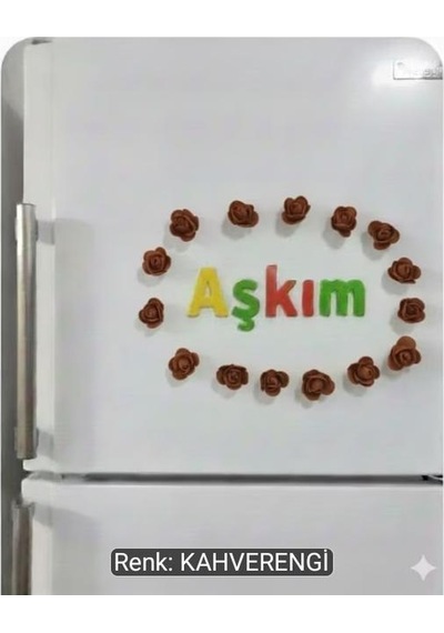 Aşkım Yazılı Dekoratif Gül Magnetleri - Çeşitli Renk Seçenekleriyle"