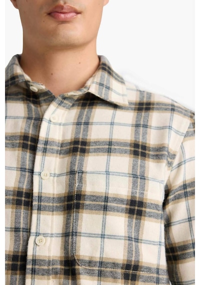 Defacto Regular Fit Polo Yaka Kareli Pamuklu Uzun Kollu Gömlek E8152ax25aunv125 Lacivert