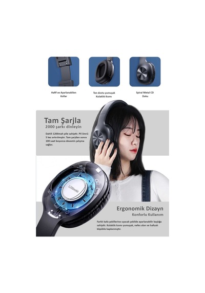 Usams U-YX05 Bluetooth ANC Kulak Üstü Kulaklık