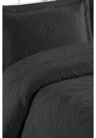 Ivy Siyah Çift Kişilik Microfiber Kapitone Yatak Örtüsü