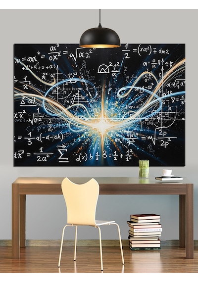 Elektrik Çizgileri Ve Matematik Formülleri Dekoratif Kanvas - Mdf Ahşap Tablo