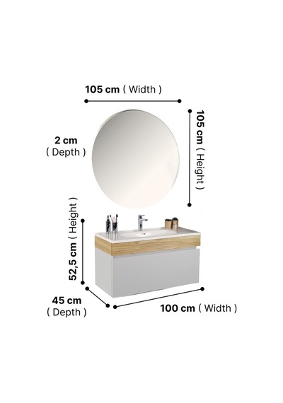 Kobos Harmony 100 Cm Banyo Dolabı Seti Bianco + Meguro Beyaz Kobos Harmony 100 Cm Banyo Dolabı Seti Bianco + Meguro Beyaz