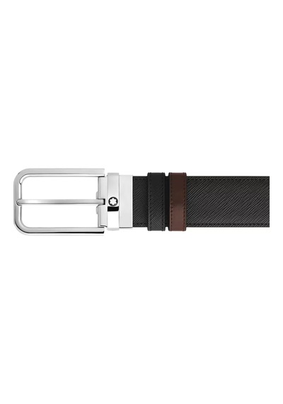 Montblanc Sartorial Deri Dikdörtgen Tokalı 35 Mm Çift Taraflı Kem Siyah