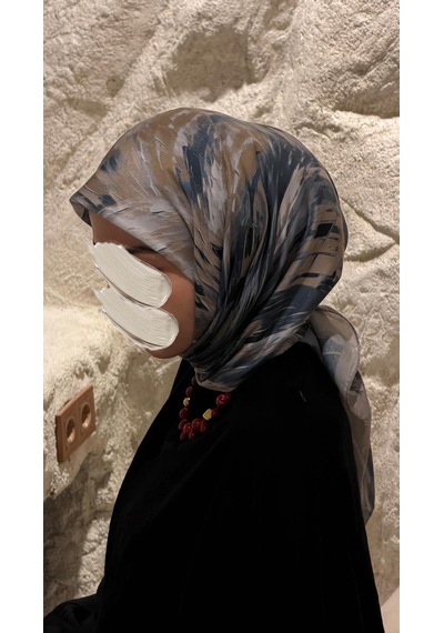 Qalortex Scarf Pamuklu Soft Lara Desen Eşarp-gri