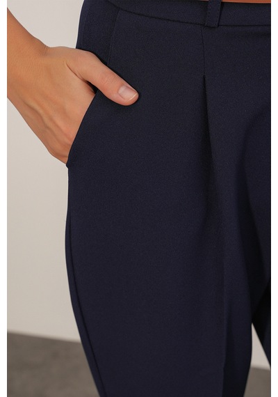 Bigdart Kadın Kemerli Kumaş Pantolon 30136 - Lacivert