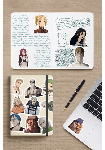 Mushoku Tensei Anime Telefon Laptop Bullet Journal Yapışkanlı Folyo Sticker Paketi 23 Adet Çok Renkli