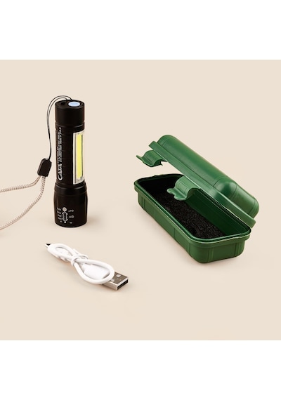 Amber Led Şarj Edilebilir Led'li El Feneri Cata Ct-8024 Siyah