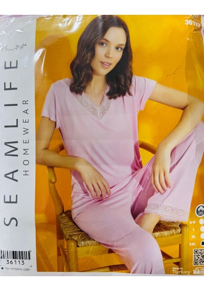 Seam Life Bayan Pijama Takımı-36113 Pembe