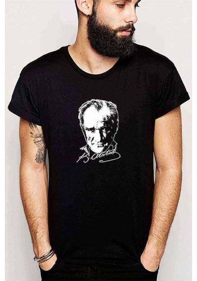 Atatürk 23 Nisan Baskılı Siyah Erkek Tshirt