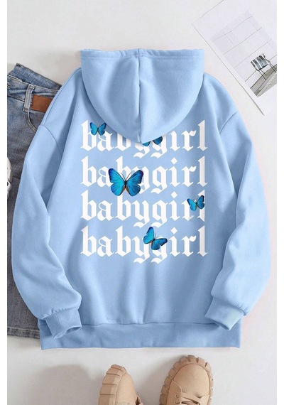 Uyguntarz Baby Girl Baskılı Sweatshirt Bebe Mavisi
