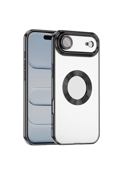 Apple iPhone Uyumlu 17 Air Kılıf Kamera Lens Korumalı Logo Gösteren İnce Hafif Pazarplus Siyah
