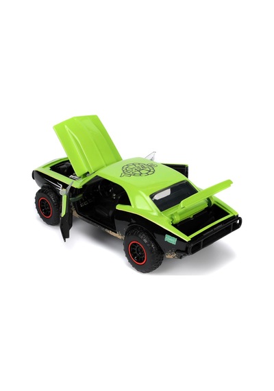 253285001, Ninja Kaplumbağalar Chevy Camaro 1:24 Model Araç Ve Raphael Figürü, Die-cast Metal , Serbest Tekerlek, Açılır Kapılar, Raphael Figürü, 1:24, 19 Cm