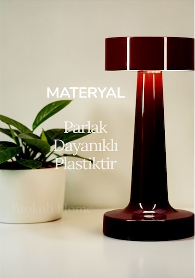 Avec Dokunmatik Masa Lambası 3 Işık Renkli Dim Ayarlı Şarjlı Masa Lambası Ledli Abajur Bordo Bordo