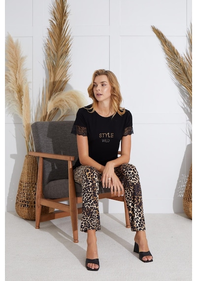 Sevim Kadın Kısa Kol Siyah Pijama Takım C6t0n551 001
