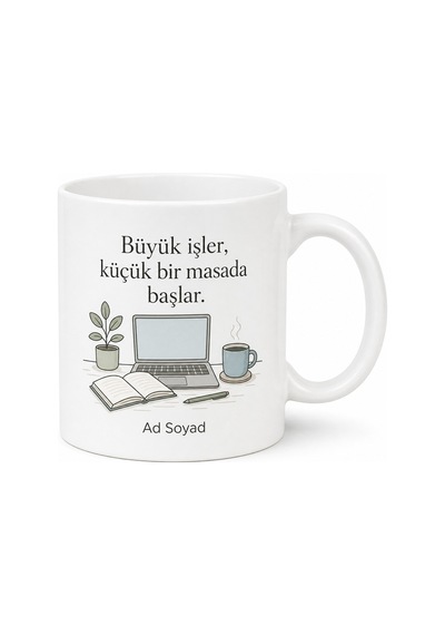 Ev Ofis Dekor Temalı Kupa Bardak Özel Tasarım Hediye Porselen Mug Beyaz / Çok Renkli