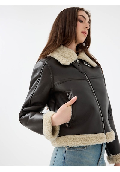 Loft Long Crop Kahverengi Kadın Mont Lf2040673 Kahverengi