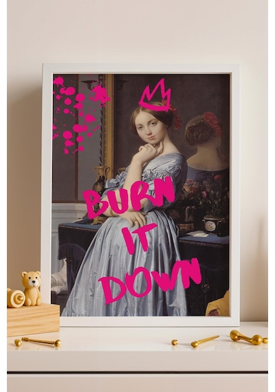 Louis De Broglie Çerçeveli Tablo Burn It Down Kadın Girişimciler İçin Motivasyon Hediyesi Altered Art