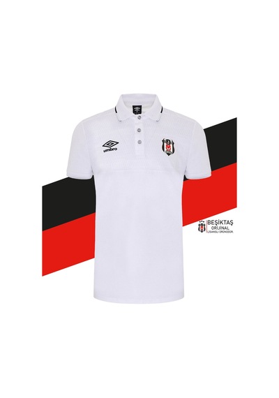 Beşiktaş Orijinal Lisanslı Polo Yaka Beyaz T-shirt Beyaz