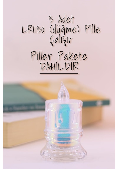 Lexroo 3 Adet Led Mum Simli Tipi Pil Dahil Dumansız Alev Ledli Yapay Dekoratif Mum Işığı Orta Pt421 Çok Renkli