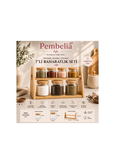 8 Parça Bambu Standlı Cam Baharatlık Seti Baharat Saklama Kabı Baharatlık Cam Kavanoz Takım Şeffaf Şeffaf