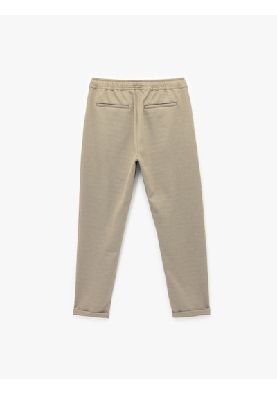 Koton Straight Fit Pike Kumaş Cep Detaylı Beli Bağcıklı Pantolon Haki 6wam40006hk Haki