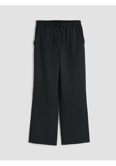 Lc Waikiki Siyah Beli Lastikli Loose Fit Kadın Pantolon