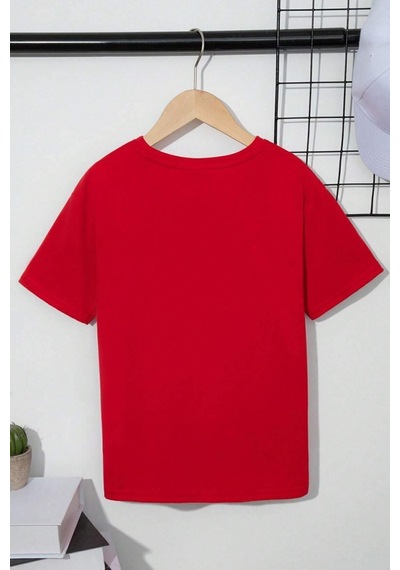 Uyguntarz Çocuk Houston Pamuklu Tshirt Kırmızı