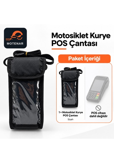 Motenar Motosiklet Kurye Pos Çantası Şeffaf Pencereli Siyah