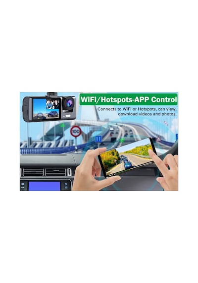 Wifi Li 3 Kameralı Araç İçi Kamera Kayıt Cihazı 3 Lens Cardvr Dash Cam Ön İç Ve Geri Görüş Kamerası