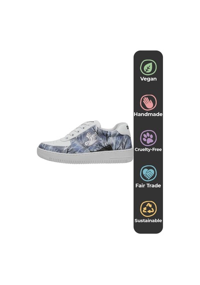 Kadın Vegan Deri Beyaz Sneakers - The Night İs Dark Tasarım Çok Renkli