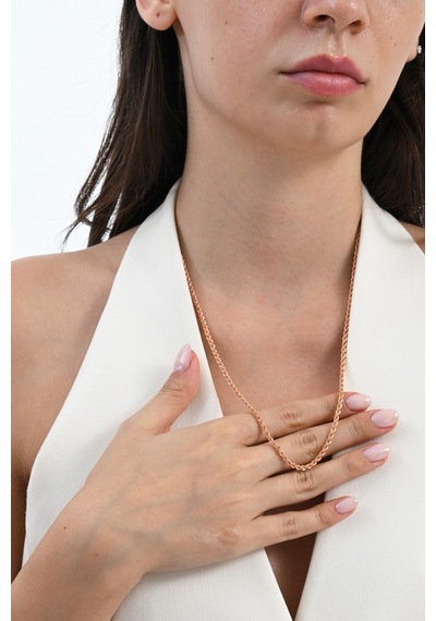 925 Ayar Gümüş Burgu Modeli Gümüş Halat Zincir Barcode Rose Gold
