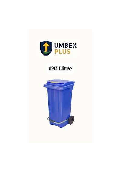 Plastik Metal Pedallı Çöp Konteyneri 120 Litre Konteyner - Isıya Dayanıklı Malzeme - Mavi