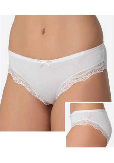 İmer Bayan Dantelli Modal Slip Bikini Külot 4236 Beyaz