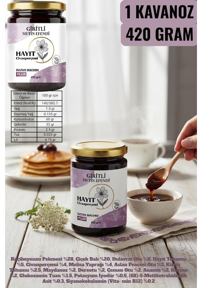 1 X 420 Gr Sultan Macunu Kadın İçin Destek Hayıt İçeren Giritli Metin Efendi