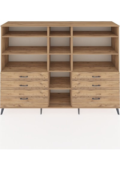 Hyperion Dolap 10 Raflı 6 Çekmeceli 220x44x163 Çam-çam Çam-çam