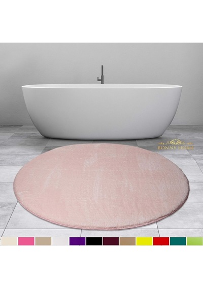 Bonny Home Elite Pudra 100x100 Cm Yuvarlak Peluş Banyo Paspası Ka Pudra