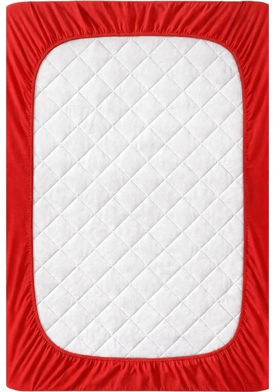 %100 Pamuklu Lastikli Çarşaf, Kırmızı, 2 Yastık Kılıfı Dahil 120x200 Çok Renkli