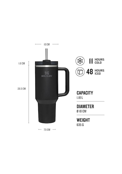Stanley Quencher 1.18 Litre Pipetli Termos Siyah Renk Siyah