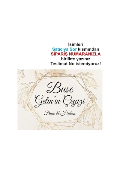 Altın Doğa Ile Süslü Düğün Çeyiz Koli Etiketi 10 Adet A4 Ebat Baskılı Sticker Diğer