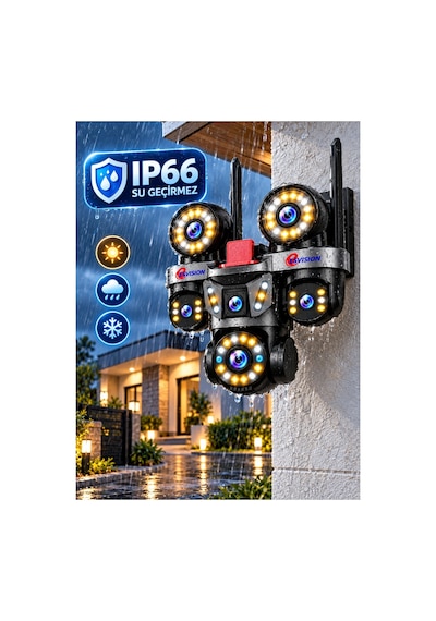 Esvision Es-9003 9mp 3 Kamera Wifi Ptz Sesli Akıllı Takip Zoom Güvenlik Kamera 7/24 Koruma 3+3+3mp