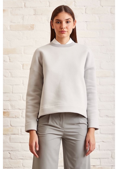 Never More Bisiklet Yaka Oversize Sweatshirt Mavi