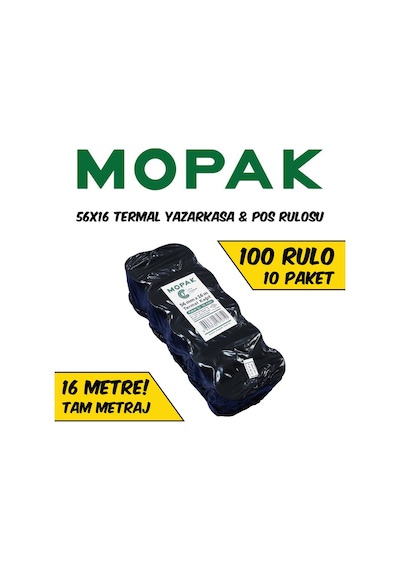 56x16 Termal Pos & Yazarkasa Kağıdı 10 Paket 100 Rulo