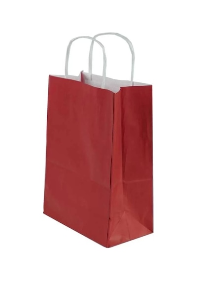 Bordo Kraft Çanta Küçük Boy 18x8x24 Cm 25 Adet