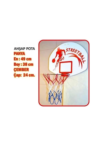 Ahşap Asılabilir Fileli Gerçekci Detaylı Streetball Basketbol Potası Eğitici Spor Oyuncak