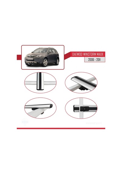 Daewoo Winstorm Maxx 2006-2011 Arası İle Uyumlu Basic Model Ara Atkı Tavan Barı Gri 3 Adet
