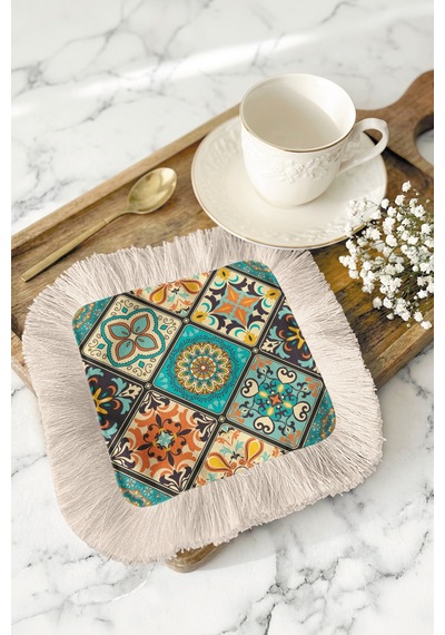 Oriental Lüks Mozaik Saçaklı Sunum Peçetesi - Akdeniz Bohem Mint Yeşili Bardak Altlığı Mendil Canlı Arduvaz Gri Oriental Lüks Mozaik Saçaklı Sunum Peçetesi - Akdeniz Bohem Mint Yeşili Bardak Altlığı Mendil Canlı Arduvaz Gri