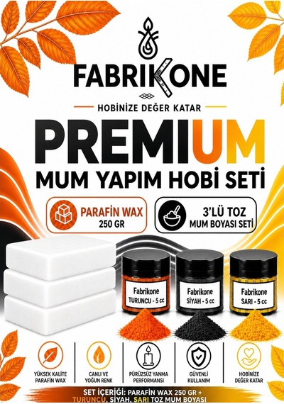 Premium Mum Yapım Hobi Seti - Parafin Wax 250 Gr - 3'lü Toz Mum Boyası Seti - Turuncu, Siyah, Sarı Bkfabpw2503tssr Karışık