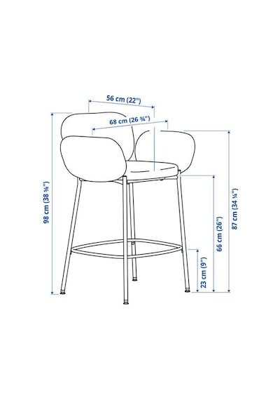 Ikea Syntorp Bar Sandalyesi, Kırık Beyaz, 66 Cm